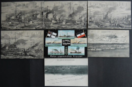 ALTE POSTKARTEN - SCHIFFE KAISERL. MARINE Deutschlands Kriegs- Und Schlachtflotte, 7 Verschiedene Karten - Warships