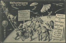 ALTE POSTKARTEN - VARIA 1910, Weltuntergang 19. Mai, Sonderkarte Mit Rettungsleiter Zum Mond, Feinst - Sonstige & Ohne Zuordnung