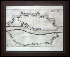 BREMEN. Grundrißplan Der Stadtmauern Mit Der Weser,Kupferstich Um 1700 - Stampe & Incisioni