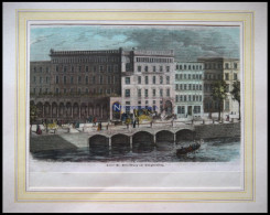 HAMBURG: Hotel St. Petersburg A, Jungfernstieg, Kolorierter Holzstich Um 1880 - Prints & Engravings