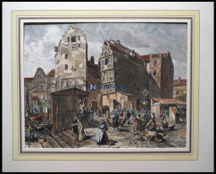 HAMBURG-ALTONA: Markt In Altona, Kol. Holzstich Um 1880 - Estampas & Grabados