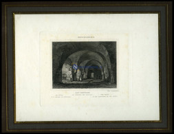 HEIDELBERG: Das Gewölbe Am Eingang Ins Schloß, Stahlstich Von Lindemann Um 1840 - Stiche & Gravuren