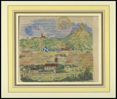 Bei LAM/NIEDERBAYERN: Das Berg-Kirchlein Maria-Hülf, Kolorierter Holzstich A.d. Holzstich A.d.Sulzb.Kalender Von 1863 - Stiche & Gravuren