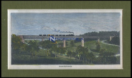 LAUTHERTAL: Eisenbahnbrücke, Kolorierter Holzstich Um 1880 - Estampes & Gravures