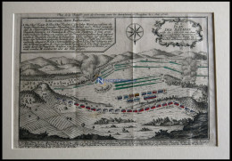 LOWOSITZ, Schlacht Vom 1.10.1756, Altkolorierter Kupferstich Von Ca. 1760 - Estampas & Grabados