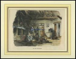 POMMERN: In Einer Bauernstube, Kolorierter Holzstich Von Kühl Von 1881 - Estampes & Gravures