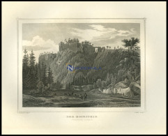 SÄCHS.SCHWEIZ: Der Hochstein Mit Kuhhirten Im Vordergrund, Stahlstich Von Koehler/Hels Um 1850 - Prenten & Gravure