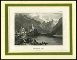 Der MONT-ROSA Von Vispach Aus Stahlstich Von B.I. Um 1840 - Lithographies