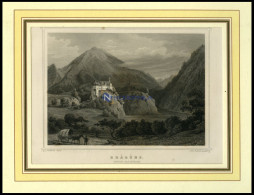 RHÄZÜNS/KANTON GRAUBÜNDEN, Teilansicht, Stahlstich Von Rohbock/Poppel Um 1840 - Litografia