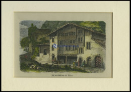 Bei SILENEN: Sust Und Gasthaus, Kolorierter Holzstich Um 1880 - Lithographien