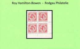 Cavan & Leitrim 4d Carmine Red, Bottom Right Corner Block Of 4, The Two Right Stamps Imperf. Right, Fresh U/m Mint - Ferrocarril & Paquetes Postales