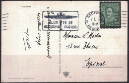 YOUGOSLAVIE - CARTE POSTALE POUR LA FRANCE LE 2-1-1934 - FLAMME AVEC UN AVION. - Covers & Documents