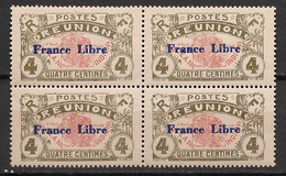 REUNION - 1943 - N°Yv. 187 - France LIbre 4c - Bloc De 4 - Neuf Luxe ** / MNH / Postfrisch - Neufs