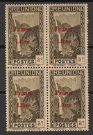 REUNION - 1943 - N°Yv. 219 - France Libre - Cascade 2c - Bloc De 4 - Neuf GC ** / MNH / Postfrisch - Neufs
