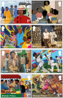 GROSSBRITANNIEN GRANDE BRETAGNE GB 2023 75 YEARS WINDRUSHWINDRUSH CRICKET CARNIVAL FOOD MUSIC SET 8V MNH SG 4847-54 - Ungebraucht