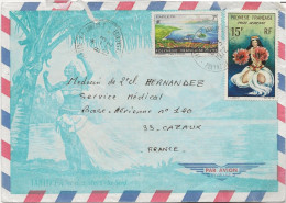 POLYNESIE FRANCAISE - LETTRE AFFRANCHIE N° 32 + PA N° 7   CAD 1972 - Storia Postale