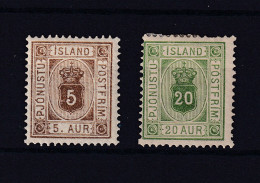 Iceland/Island 1876-95 Officials 5a/20a MH 15399 - Unused Stamps