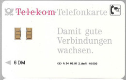 CARTE-PUCE-1991-ALLEMAGNE-6 DM-A24-08/91-40000Ex-TBE/RARE - A + AD-Series : Werbekarten Der Dt. Telekom AG