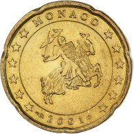 Monaco, Rainier III, 20 Euro Cent, 2001, Paris, SPL, Laiton, KM:171 - Monaco