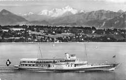 Genève Le Mont-Blanc Vu Depuis Chambésy Bateau à Vapeur - Steamer - Dampfschiff Lausanne - Pregny-Chambésy