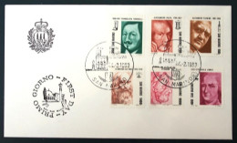 San Marino 1983 Pythagoras Fleming Volta Torricelli Leonardo Da Vinci Carolus Linnaeus FDC Sonderstempel - Collections (sans Albums)