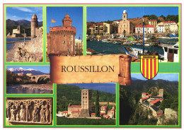 ROUSSILLON, PYRENEES ORIENTALES, CASTLE, TOWER, CHURCH, SCULPTURES, BRIDGE, PORT, FRANCE - Roussillon