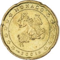 Monaco, Rainier III, 20 Euro Cent, 2001, Paris, SUP, Laiton, Gadoury:MC176 - Monaco