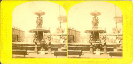 PHOTO STEREOSCOPIQUE EXPOSITION UNIVERSELLE PARIS 1867 FONTAINE PARC FRANCAIS PHOTOGRAPHIE PUBLIEE PAR LEON ET LEVY - Photos Stéréoscopiques