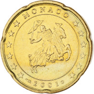 Monaco, Rainier III, 20 Euro Cent, 2001, Paris, SUP, Laiton, Gadoury:MC176 - Monaco