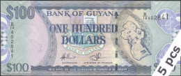 DWN - GUYANA P.36b1 - 100 Dollars ND (2009) UNC - Various Prefixes - DEALERS LOT X 5 - Guyana