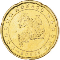 Monaco, Rainier III, 20 Euro Cent, 2001, Paris, SUP, Laiton, Gadoury:MC176 - Monaco