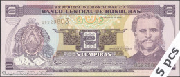 DWN - HONDURAS P.80Af - 2 Lempiras 2006 UNC - Various Prefixes - DEALERS LOT X 5 - Honduras