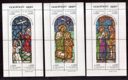Argentina - 1990 - Christmas - Stained Glass - 3 Souvenir Sheet - H93/94/95 MNH - Unused Stamps
