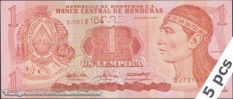 DWN - HONDURAS P.84d - 1 Lempira 2004 UNC - Various Prefixes - DEALERS LOT X 5 - Honduras