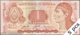 DWN - HONDURAS P.84e - 1 Lempira 2006 UNC - Various Prefixes - DEALERS LOT X 5 - Honduras