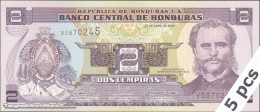 DWN - HONDURAS P.90a - 2 Lempiras 2008 UNC - Various Prefixes - DEALERS LOT X 5 - Honduras