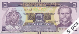 DWN - HONDURAS P.97d - 2 Lempiras 2019 (2021) UNC - Various Prefixes - DEALERS LOT X 5 - Honduras