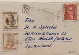 1967 BRASIL BRAZIL AIRMAIL COVER TO ZOLLIKON SWITZERLAND SUISSE  - Entiers Postaux