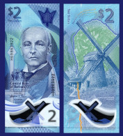 Barbados $2, Scientist John Bovell / Windmill In Saint Andrew, POLYMER 2022 UNC - Barbados