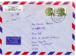 69726 - Bund - 1986 - 2@80Pfg B&S A LpBf LUEBBECKE -> Coon Rapids, IA (USA) - Storia Postale