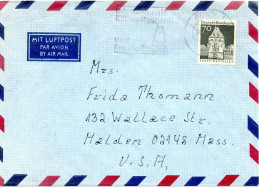69731 - Bund - 1971 - 70Pfg Gr.Bauten EF A LpBf KOELN - ... -> Malden, MA (USA) - Covers & Documents