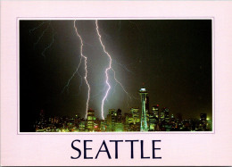 Washington Seattle Lightning Strikes Over The Skyline - Seattle