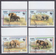 1997 Cambodia  1680-1683 Used WWF / Elephants - Oblitérés