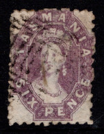 1863-71 Tasmania SG 67 6d Reddish Mauve Perf 10 FU  Cat. £100.00 - Used Stamps