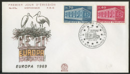 Europa CEPT 1969 France - Frankreich FDC10 Y&T N°1598 à 1599 - Michel N°1665 à 1666 - 1969