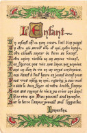 ENFANT - L'enfant - Poème Sur L'enfant - Lamartine -  Carte Postale Ancienne - Other & Unclassified