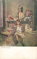 ENFANT - Dessin D'enfant - Une Petite Fille Dans Sa Chambre - Poupées - Dinettes -  Carte Postale Ancienne - Dessins D'enfants