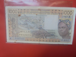 AFRIQUE De L'OUEST (SENEGAL) 1000 FRANCS 1985 "K" Circuler (B.30) - West African States