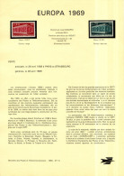 Europa CEPT 1969 France - Frankreich Y&T N°DP1598 à 1599 - Michel N°PD1665 à 1666 (o) - Format A4 - Type 1 (PTT) - 1969