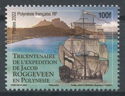 POLYNESIE 2022 N° 1295 ** Neuf MNH Superbe Bateau Voilier Sailboat Expédition De Jakob Roggeveen Explorateur - Neufs